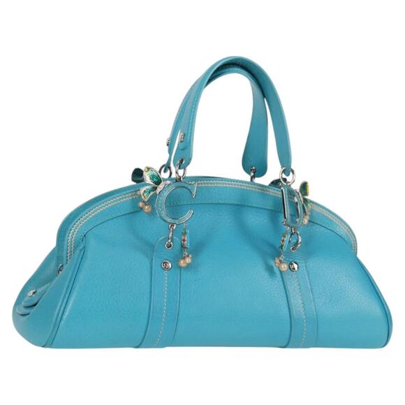 DIOR Hand Bag Leather Limited Edition 0481 Blue Silver - Picture 1 of 14